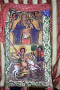 Svat� obr�zek funguj�c� jako olt�� v Lalibelsk�m kammen�m chr�mu. Sever, Etiopie.