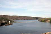 St Croix Falls, �dol� �eky St Croix, Wisconsin. Spojen� st�ty americk�.