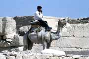 Policejn� ochrana v komplexu pyramid v Gize. Egypt.