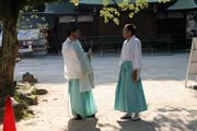 Kn�� u svatyn� ve m�st� Fukuoka. Japonsko.