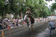 Tsurugaoka Hachiman-gu Shrine Reitaisai (Ka�doro�n� Festival) svatyn� Tsurugaoka Hachiman-gu. Tento den se kon� Yabusame - tradi�n� japonsk� lukost�elba z kon�. M�sto Kamakura. Japonsko.